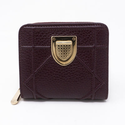Diorama Compact Wallet Burgundy Leather