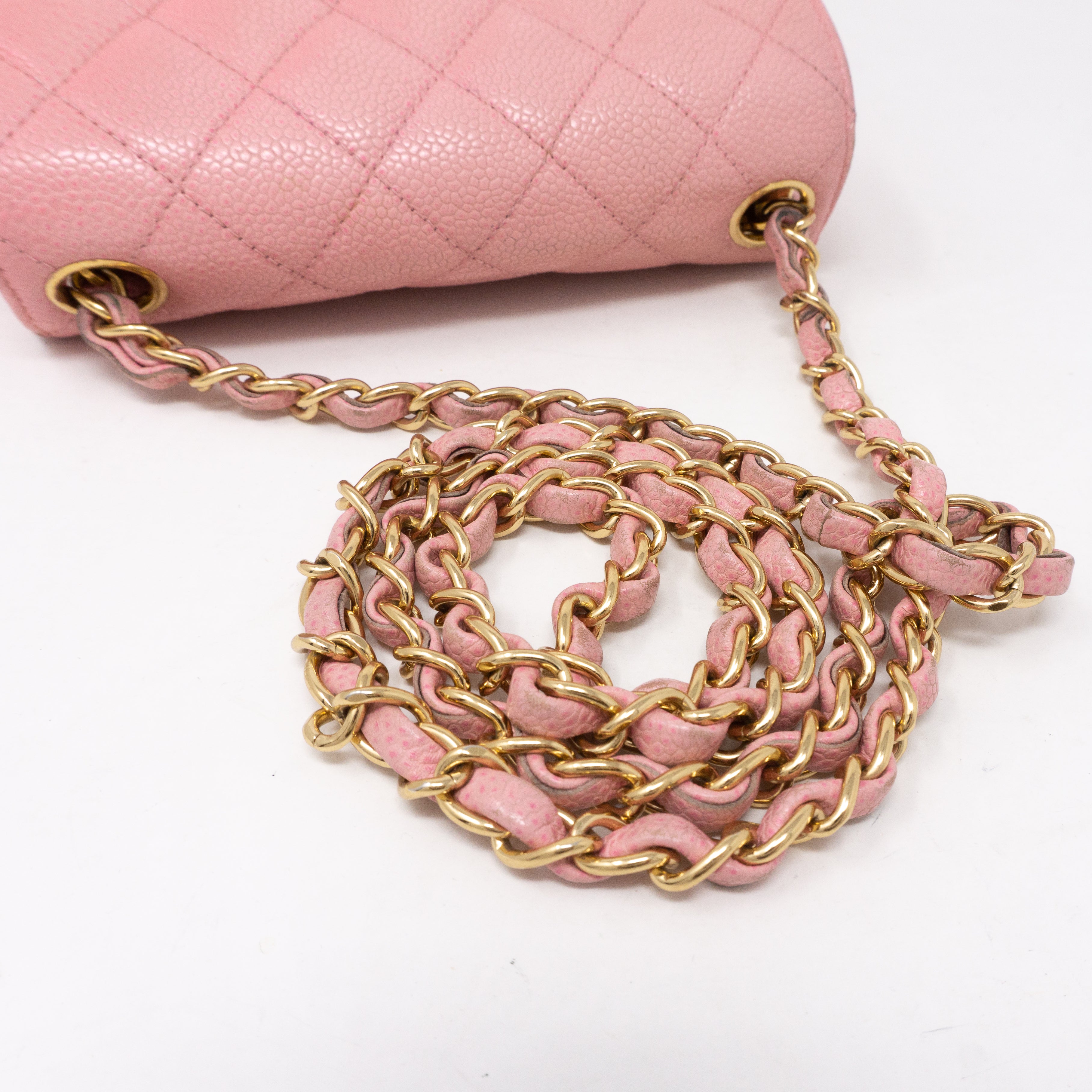 Classic Single Flap Mini Square Pink Caviar