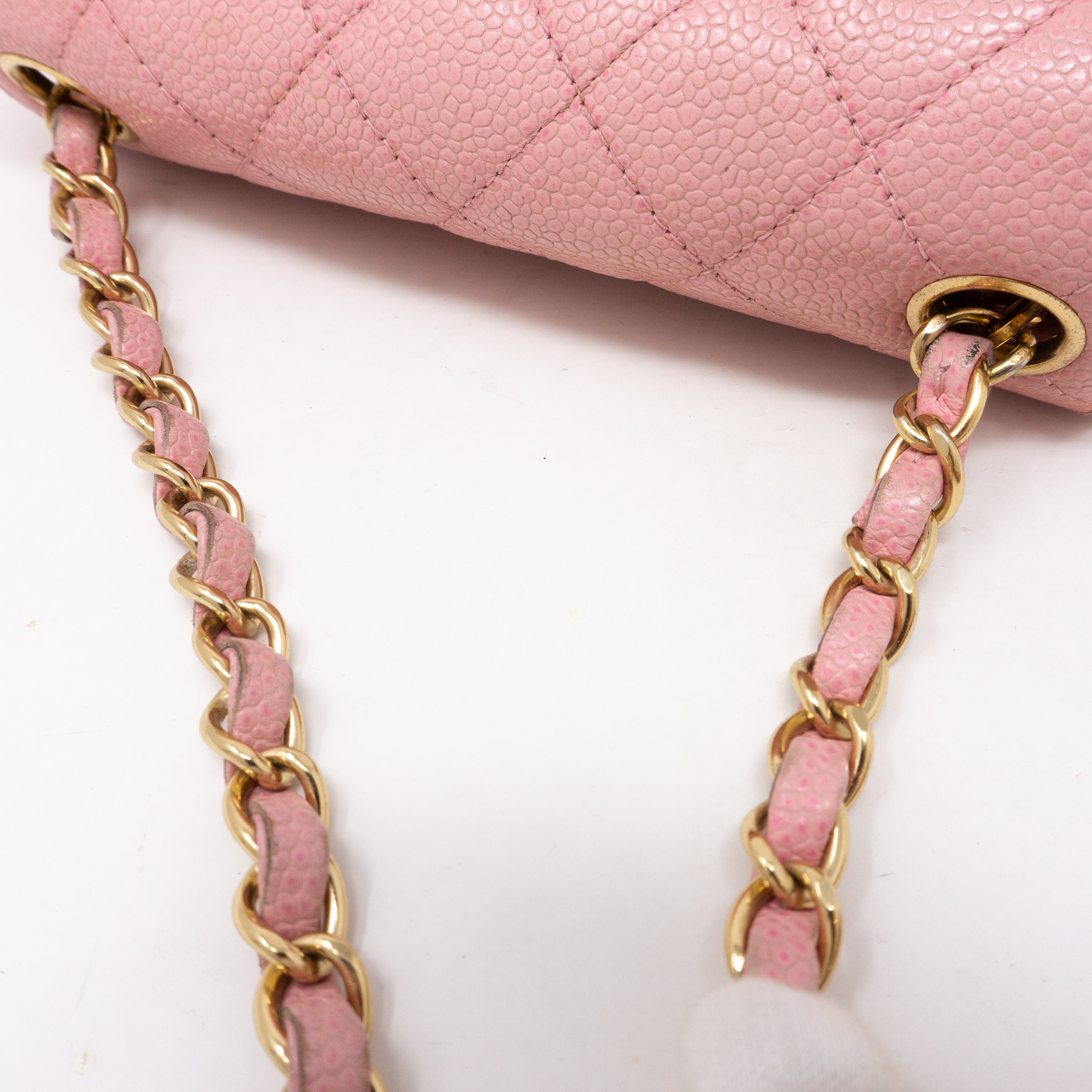Classic Single Flap Mini Square Pink Caviar