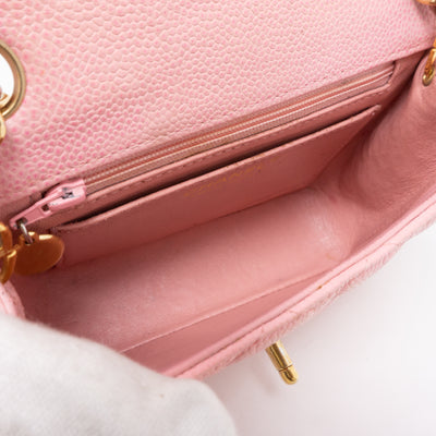Classic Single Flap Mini Square Pink Caviar