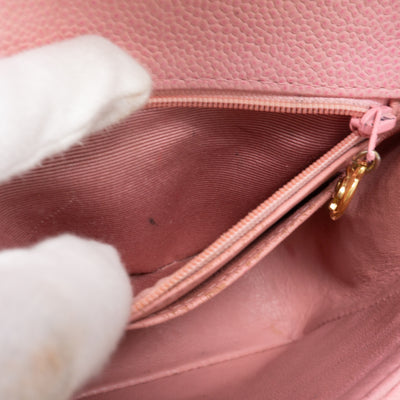 Classic Single Flap Mini Square Pink Caviar