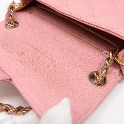 Classic Single Flap Mini Square Pink Caviar