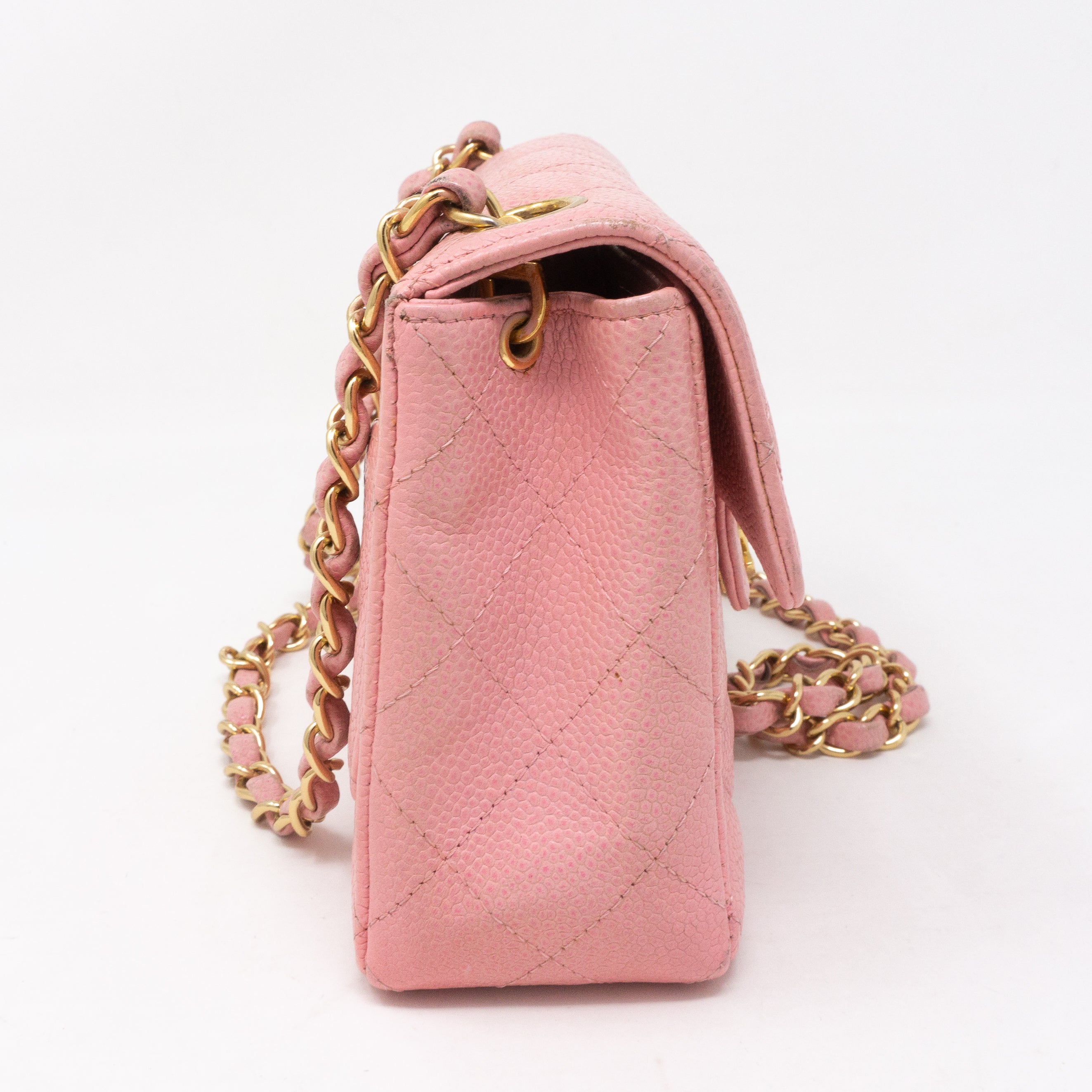 Classic Single Flap Mini Square Pink Caviar