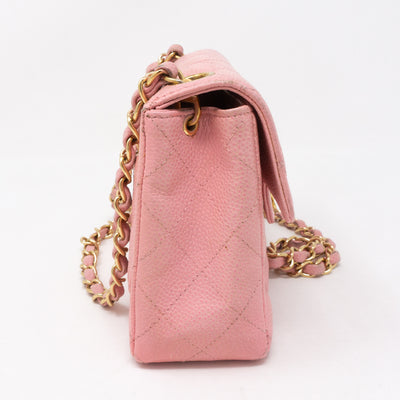 Classic Single Flap Mini Square Pink Caviar
