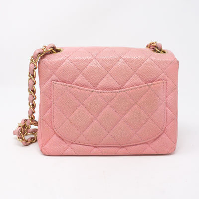 Classic Single Flap Mini Square Pink Caviar