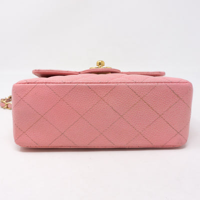 Classic Single Flap Mini Square Pink Caviar
