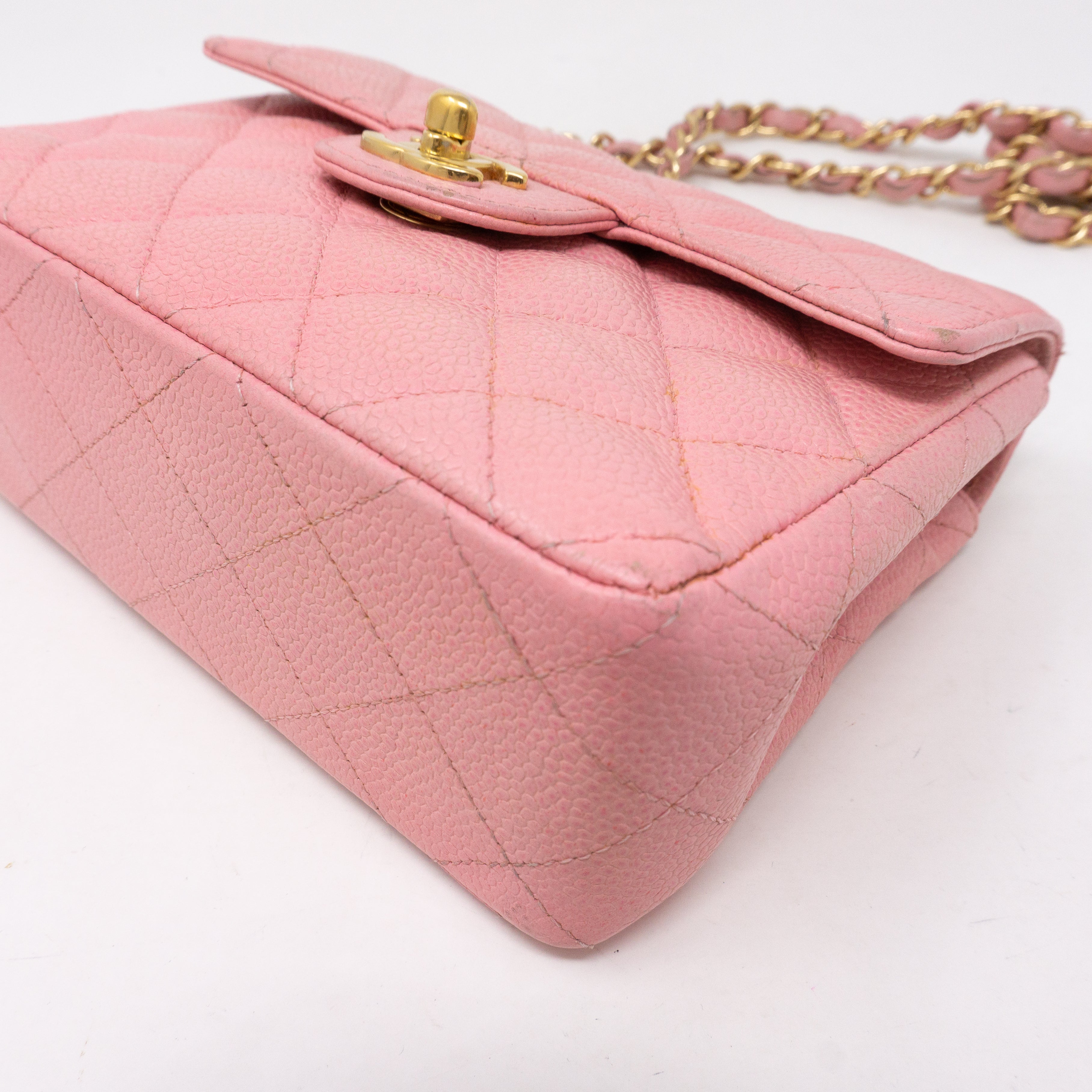 Classic Single Flap Mini Square Pink Caviar