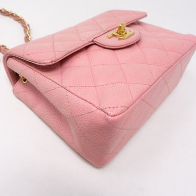 Classic Single Flap Mini Square Pink Caviar