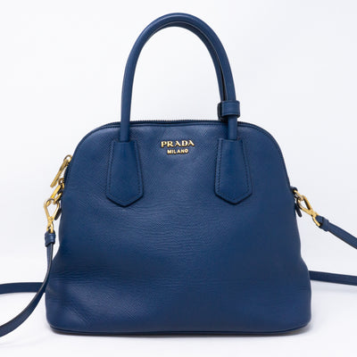 Small Crossbody Handbag Blue Saffiano Leather