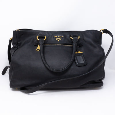 Large Shopping Tote Black Leather