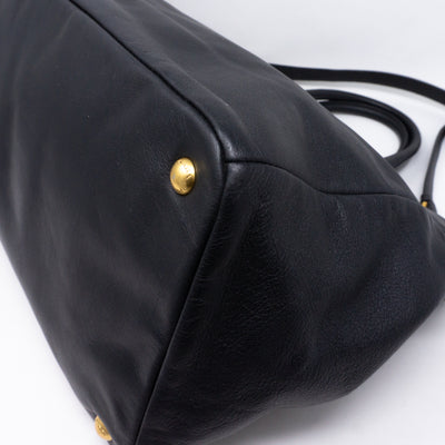 Large Shopping Tote Black Leather