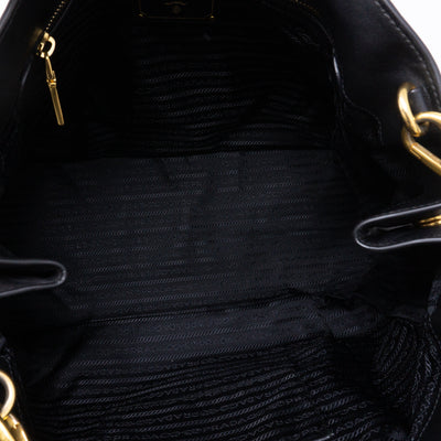 Large Shopping Tote Black Leather