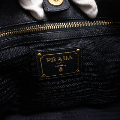 Large Shopping Tote Black Leather