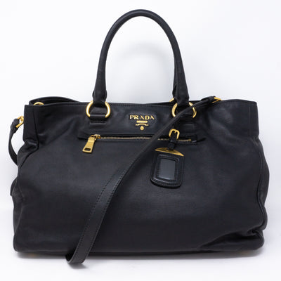 Large Shopping Tote Black Leather