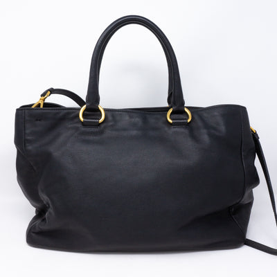 Large Shopping Tote Black Leather