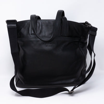 Crossbody Canvas Strap Bag Black Leather