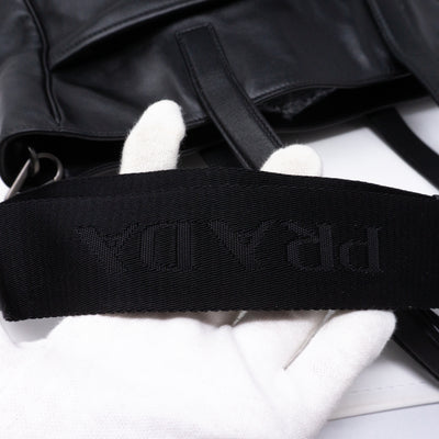 Crossbody Canvas Strap Bag Black Leather