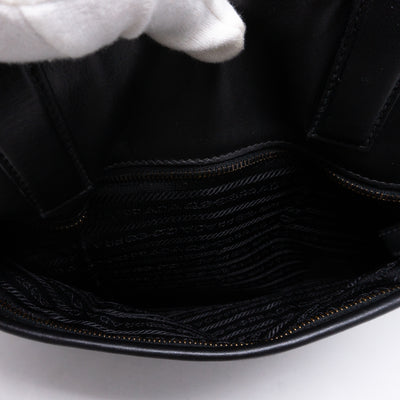 Crossbody Canvas Strap Bag Black Leather