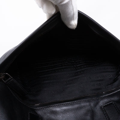 Crossbody Canvas Strap Bag Black Leather