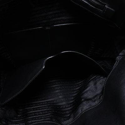 Crossbody Canvas Strap Bag Black Leather