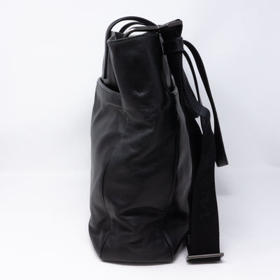 Crossbody Canvas Strap Bag Black Leather