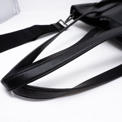 Crossbody Canvas Strap Bag Black Leather