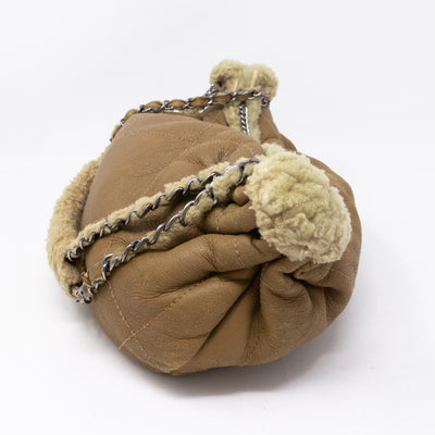 Chain Shoulder Bag Beige Wool