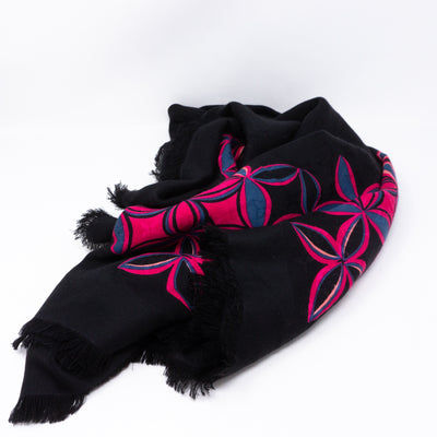 Monogram Shawl Flowergram Black