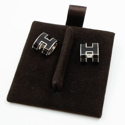 Pop H Earrings Black Silver