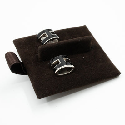 Pop H Earrings Black Silver