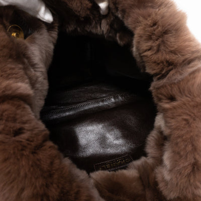 Chain Tote Bag Brown Fur