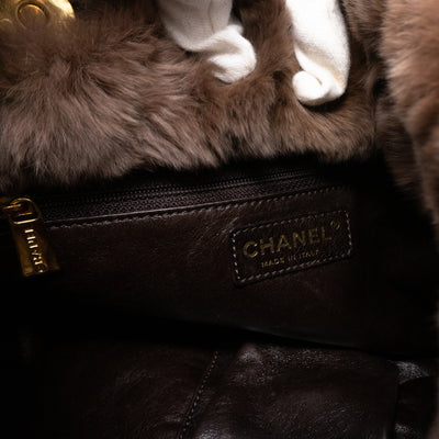 Chain Tote Bag Brown Fur