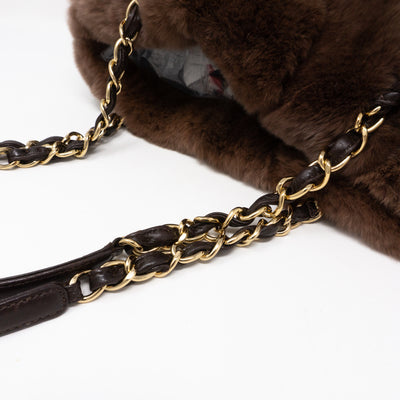 Chain Tote Bag Brown Fur
