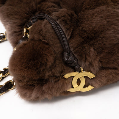 Chain Tote Bag Brown Fur