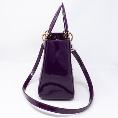 Lady Dior Medium Purple Patent Leather