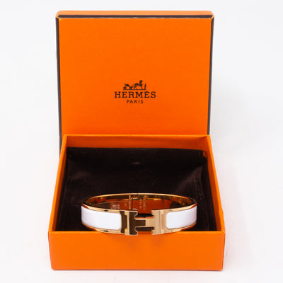 Clic H Bracelet Narrow White Rose Gold