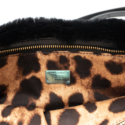 Cleo Crossbody Clutch Black White Fur