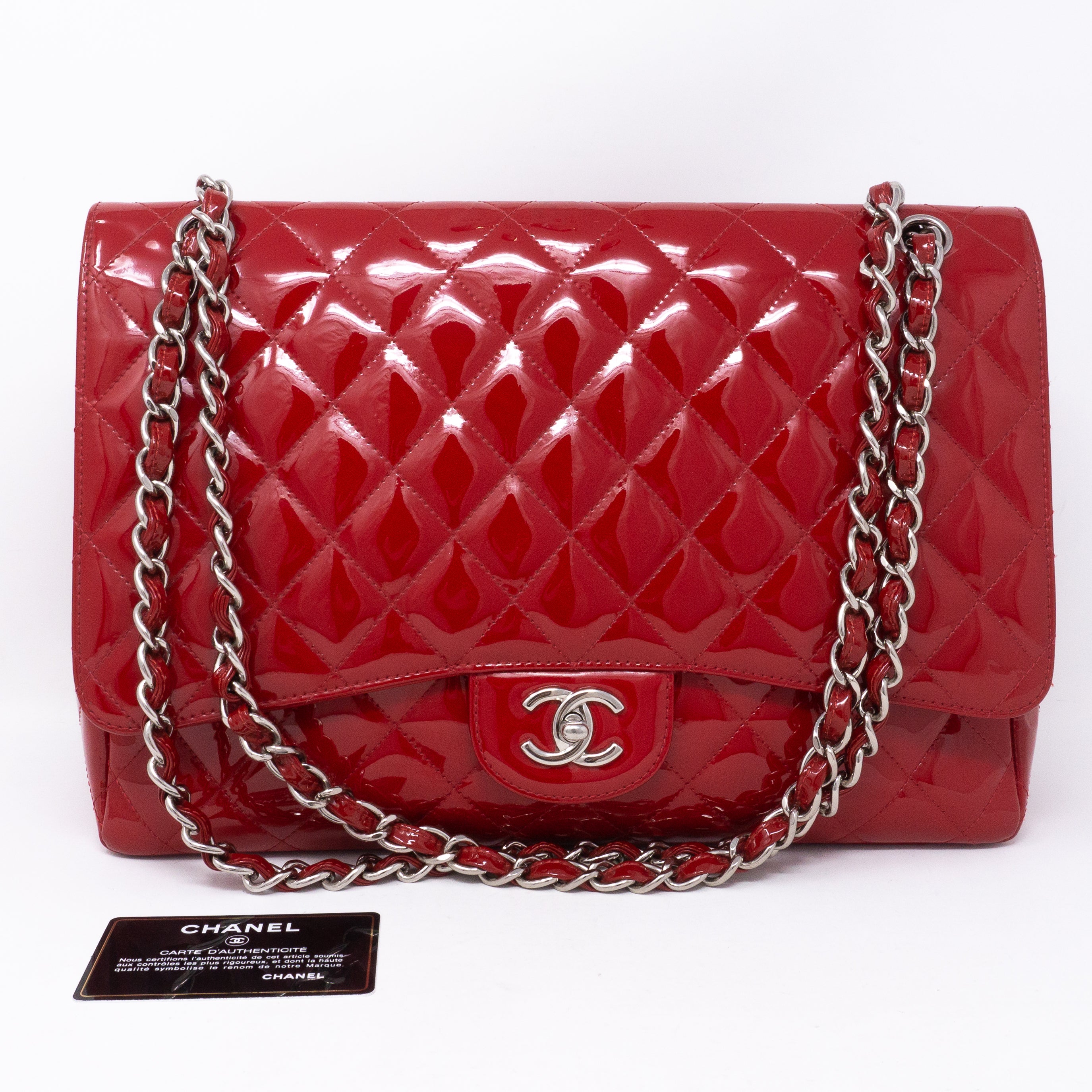 Classic Single Flap Maxi Red Patent Leather
