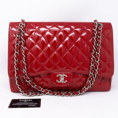 Classic Single Flap Maxi Red Patent Leather