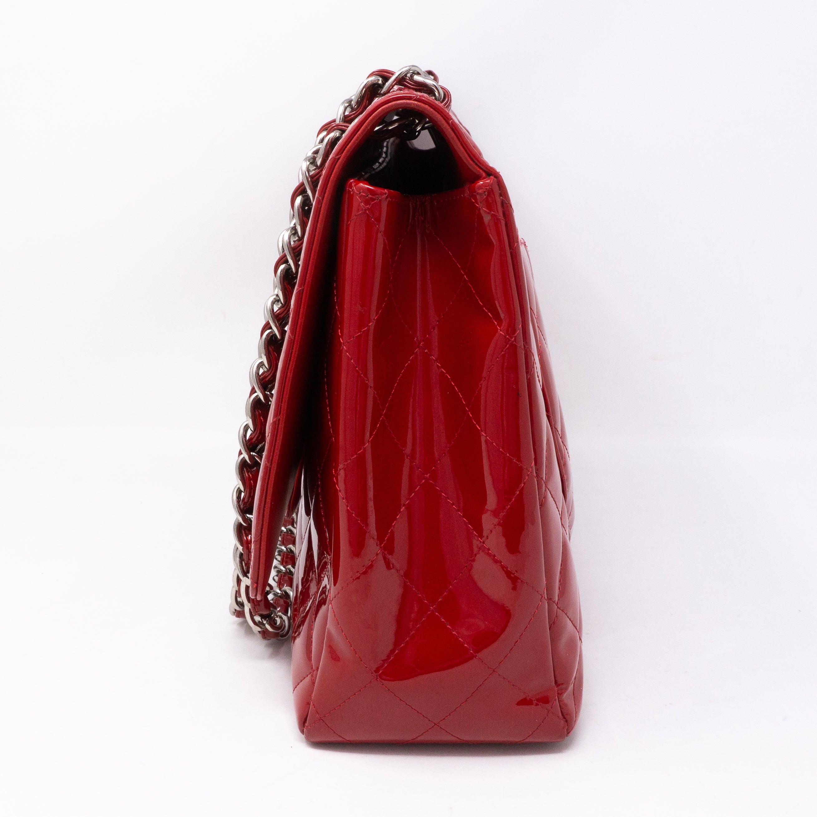 Classic Single Flap Maxi Red Patent Leather