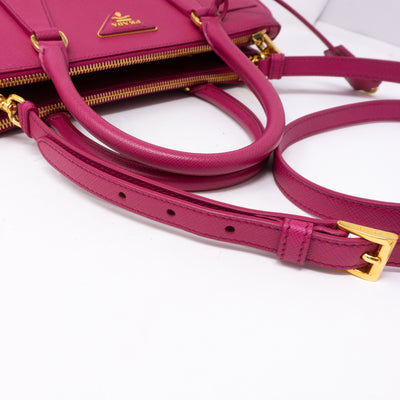 Galleria Small Double Zip Pink Saffiano