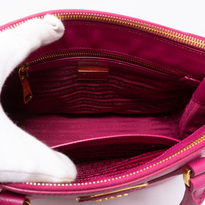 Galleria Small Double Zip Pink Saffiano
