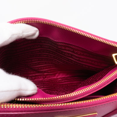 Galleria Small Double Zip Pink Saffiano