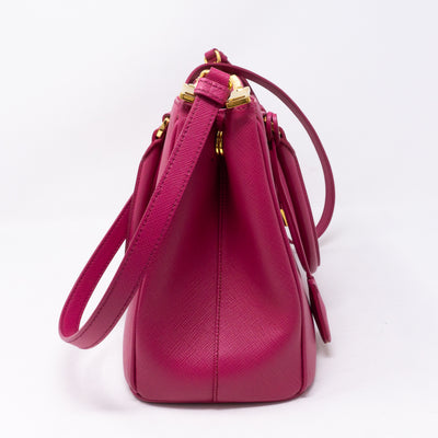 Galleria Small Double Zip Pink Saffiano