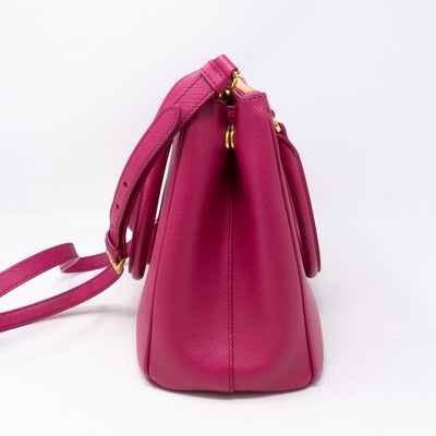 Galleria Small Double Zip Pink Saffiano