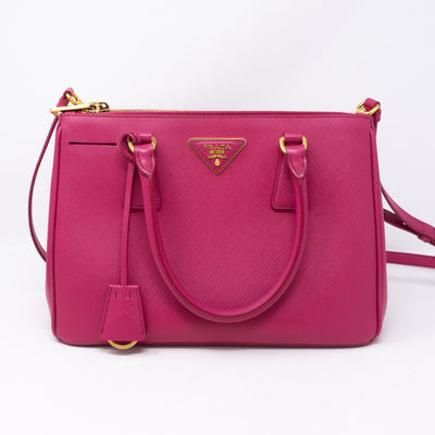 Galleria Small Double Zip Pink Saffiano