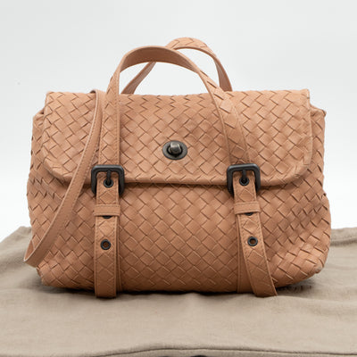 Intrecciato Two Way Shoulder Bag Beige Leather