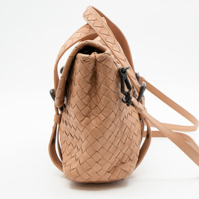 Intrecciato Two Way Shoulder Bag Beige Leather