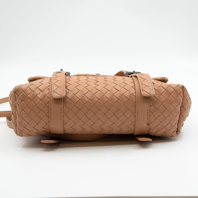 Intrecciato Two Way Shoulder Bag Beige Leather