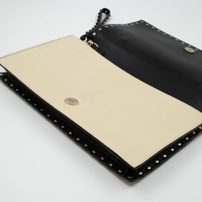 White Nappa Leather Rockstud Clutch